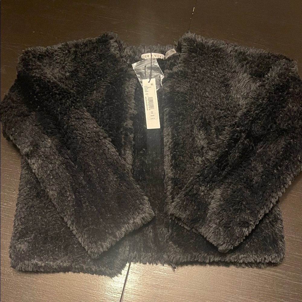 Alice + Olivia Luxurious Black Faux Fur Jacket